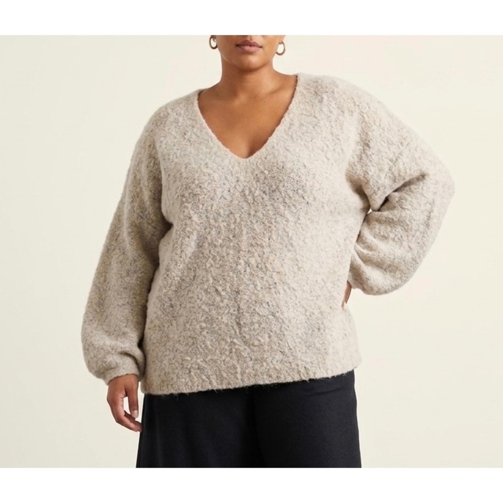 Poetry Sweater Alpaca Blend V-Neck Sweater Cream Pink size 16